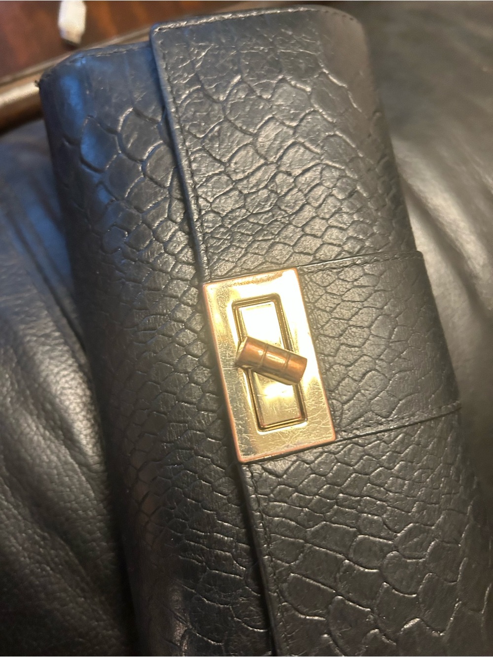 Danier Textured Leather Wallet with Turn Lock